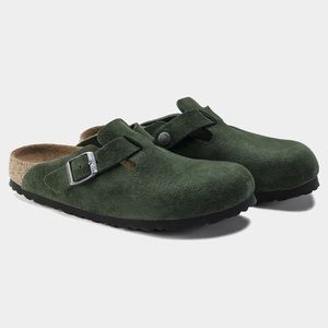 Brand New Green Boston Suede Birkenstocks